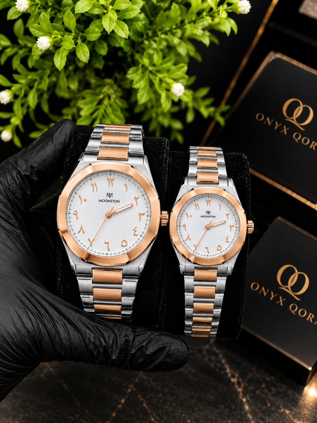 Moonstone Arabic Couple Watch