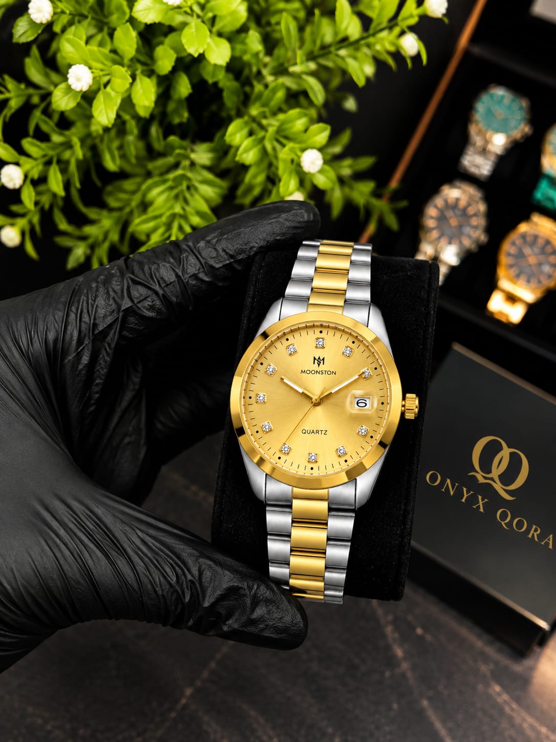 Moonstone Diamond Steel Watch